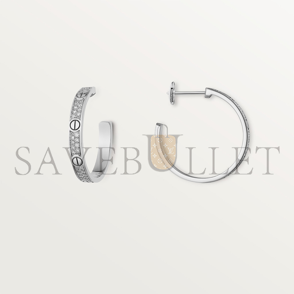 Ca*t*er love hoop earrings, medium model, paved n8515193